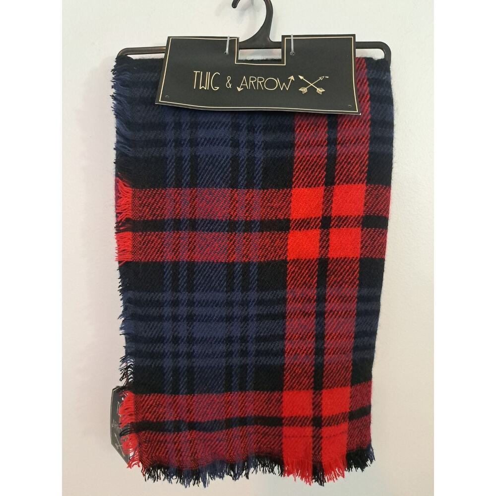 Twig & Arrow NWT Women's Double Sided Red Plaid Oversized Blanket Scarf
